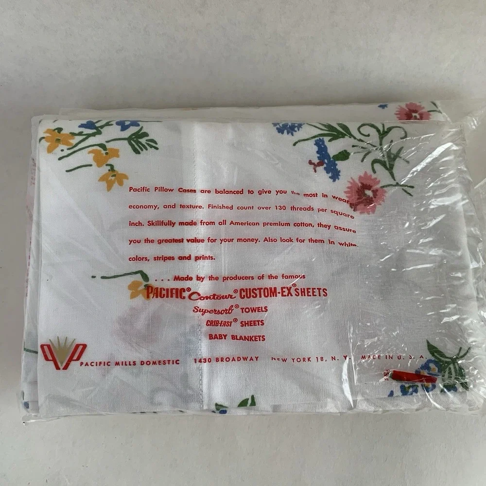 Vtg Pacific 4 Pillowcases White Floral Truth Muslin 100% Cotton 42x36 2 Sets New